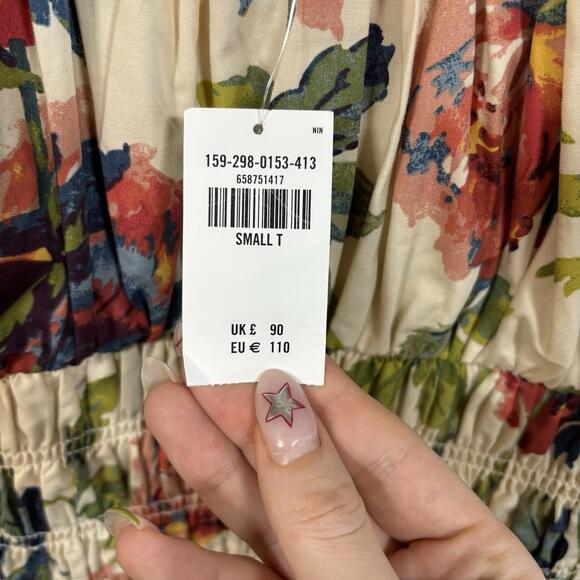 NWT Abercrombie & Fitch Smocked Drop Waist Maxi Dress Floral Dress Size S Tall - Picture 6 of 9